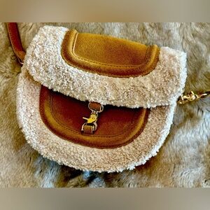 Zara Tan and Cream Shearling Crossbody Bag